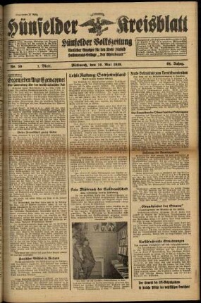 Erste Ausgabe vom Mittwoch, den 10. Mai 1939.