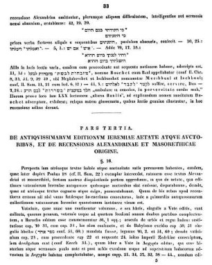Pars Tertia. De Antiqvissimarvm Editionvm Ieremiae Aetate Atqve Avctoribvs, Et De Recensionis Alexandrinae Et Masorethicae Origine. §. 16. - §. 20.