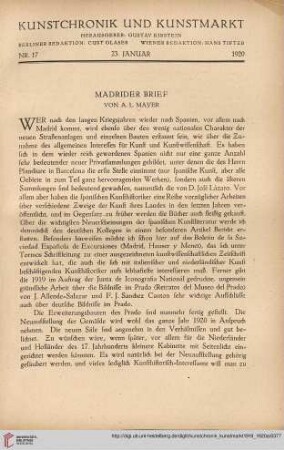 Neue Folge 31 = Jahrgang 55: Madrider Brief