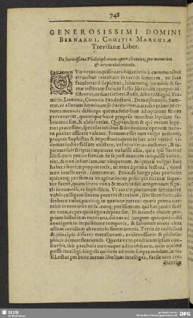 Generosissimi Domini Bernardi, Comitis Marchiae Trevisanae Liber