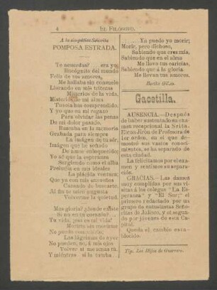 A la simpática señorita Pomposa Estrada.