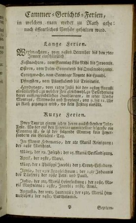 Cammer-Gerichts-Ferien,[...]