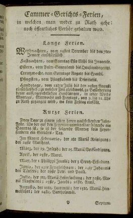 Cammer-Gerichts-Ferien,[...]