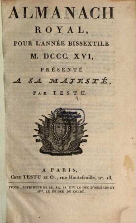 Almanach royal. 1816
