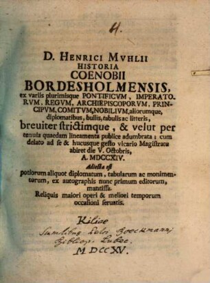 Historia Coenobii Bordesholmensis