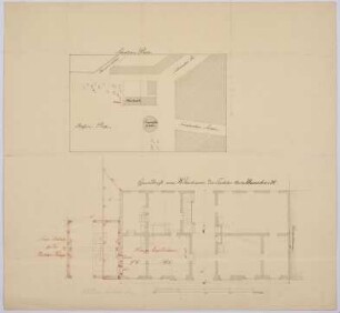 Lageplan und Grundriss des Wohnhauses An der Französischen Kirche 2