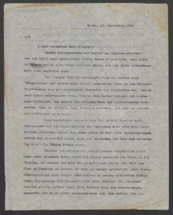 Brief an Eugen d' Albert : 16.09.1918