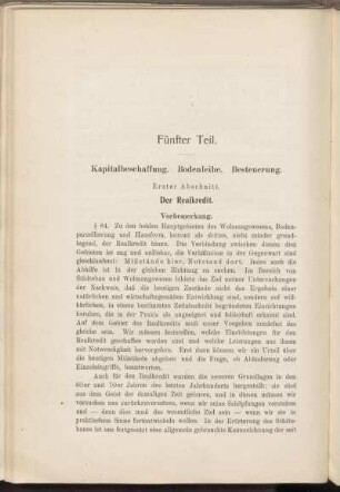 Fünfter Teil. Kapitalbeschaffung. Bodenleihe. Besteuerung.