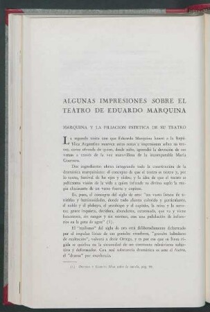 Algunas impresiones sobre el teatro de Eduardo Marquina
