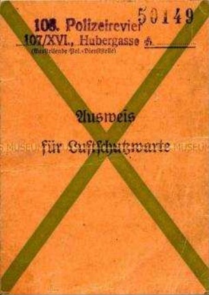 Ausweis als Luftschutzwart von Marie Smeritschnigg