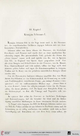 III. Kapitel: Königin Johanna I.