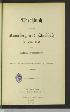 5.1886/87(1886): Adressbuch der Städte Annaberg, Buchholz und des Obererzgebirges