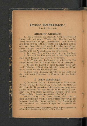 I. Kalte Abtreibungen.