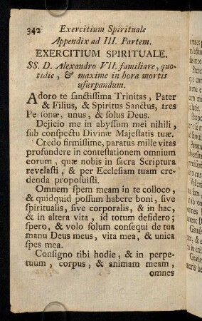 342-351, Appendix ad III. Partem. Exercitium Spirituale.