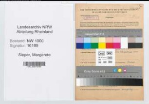 Entnazifizierung Margarete Sieper, geb. 23.07.1890 ()