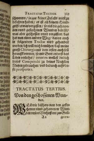 Tractatus Tertius. Von den geschossenen Wunden.