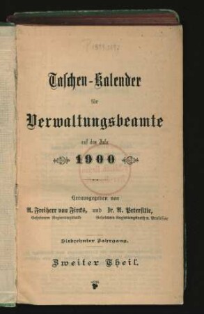 17.1900,2: Taschen-Kalender für Verwaltungsbeamte