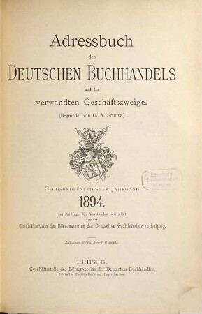 Adreßbuch des deutschen Buchhandels. 56. 1894