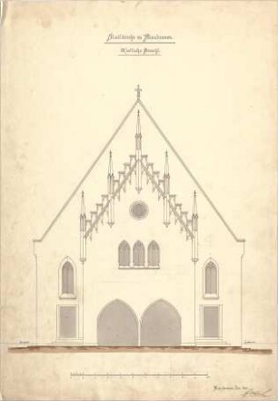 Dolmetsch, Heinrich; Blaubeuren; Ev. Stadtkirche, Restaurierung - Alter Zustand - Westseite (Ansicht)