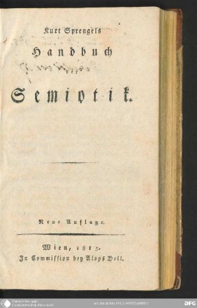 Kurt Sprengels Handbuch der Semiotik