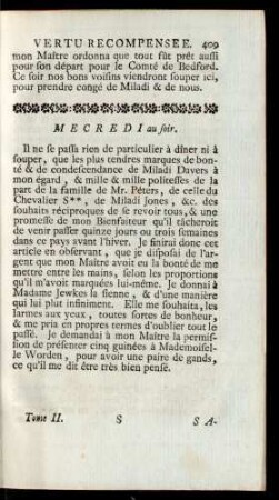 Mecredi au soir.