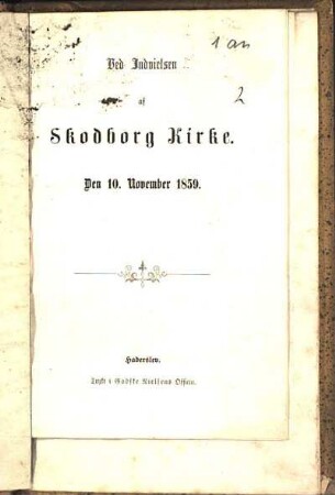 Ved Indvielsen af Skodborg Kirke : den 10. November 1859