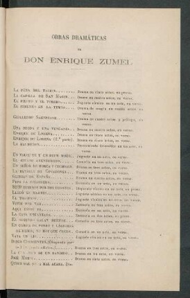 Obras dramáticas de Don Enrique Zumel