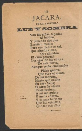 Jácara. : De la zarzuela "Luz y sombra"