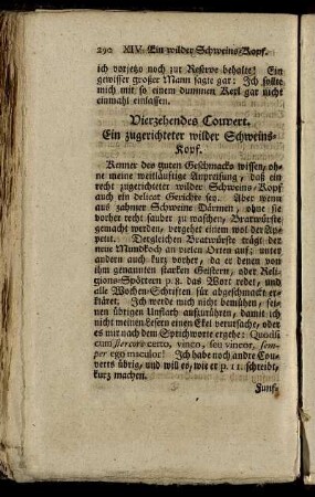 Vierzehendes Couvert. Ein zugerichteter wilder Schweins-Kopf.