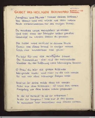 Gebet des Heiligen Bernhard (Himmel XXXIII, 1 - 39) : [SW X/XI: h2]; [SW X/XI, S. 140-142/197] / Geschrieben von Friedrich Gundolf. Korrigiert von Ernst Gundolf