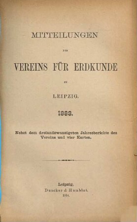 Mitteilungen des Vereins für Erdkunde zu Leipzig : für das Jahr ... 1883