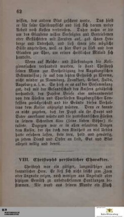 VIII. Christophs persönlicher Charakter