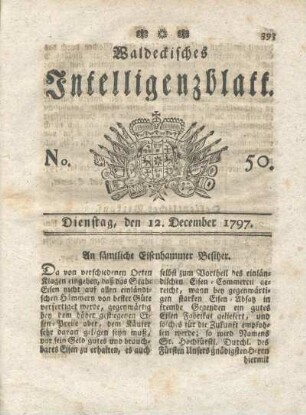 No. 50, Dienstag, den 12. December 1797