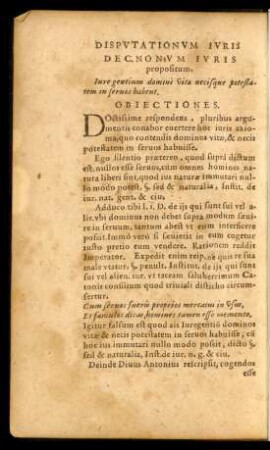 Dec. Nonum Iuris propositum.