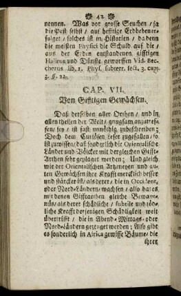 Cap. VII. Von Gifftigen Gewächsen.