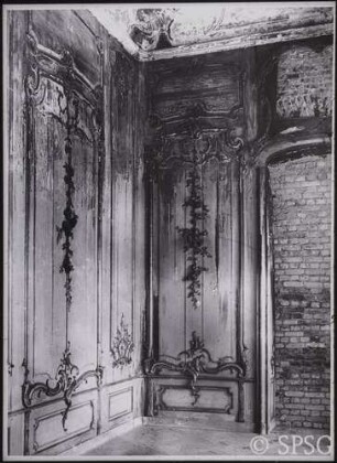 Berlin, Schloss Charlottenburg, Neuer Flügel, Versilberte Kammer, R. 353, kriegsbedingte Schäden.