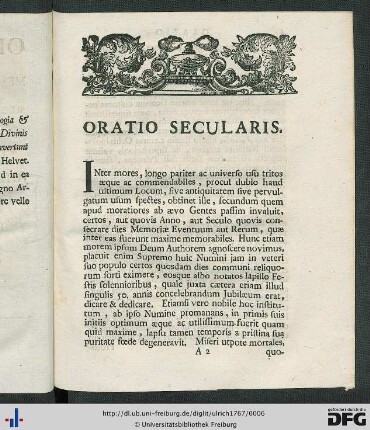 Oratio Secularis.