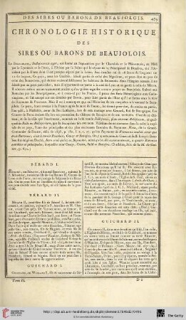 Chronologie historique des sires ou barons de Beaujolois