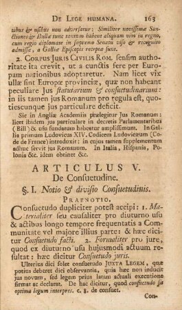 Articulus V. De Consuetudine