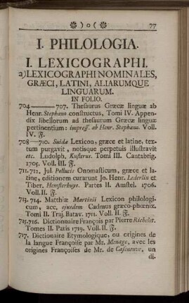 I. Philologia.