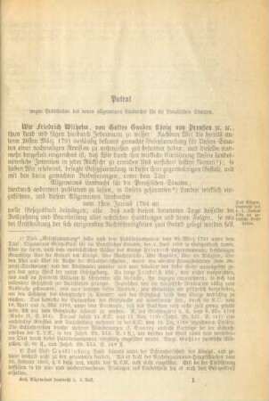 Patent wegen Publikation des neuen allgemeinen Landrechts für die Preußischen Staaten