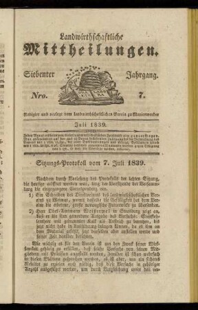 Siebenter Jahrgang. Nro. 7.