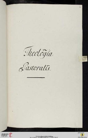 Einleitung zum dritten Titulus (der Classis III Theologica): Theologia Pastoralis