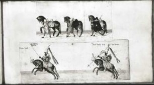 Aufzug zur Fastnacht 1609 in Dresden : Graf Philip Ernst von Hoenlör den Mohrenaufzug eröffnend. 29. Part, Blatt 78 aus: Abriß und Verzeichnis aller Inventionen und Aufzüge, welche an Fastnachten Anno 1609 im kurfürstl. Schlosse zu Dresden aufgeführt wurden. Deckfarben; ca. 28,9 x 52,7 cm. Dresden: SLUB, Handschriftensammlung SLUB.Mscr.Dresd.J.18