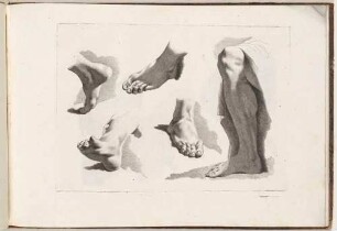 Vorlagenblatt mit Füßen, aus dem Zeichenbuch mit nachgeahmten Stichen aus Piazzettas "Studi di Pittura" [Venedig 1761]
