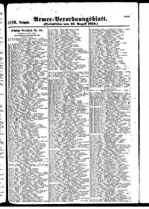1116.Ausgabe. Dienstag, 22. August 1916
