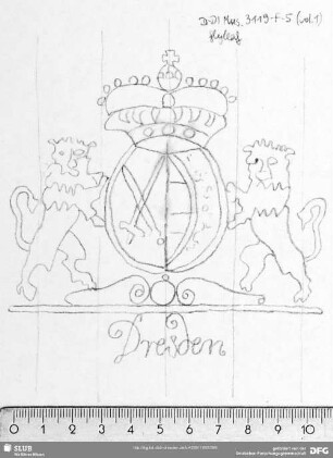 W-Dl-541 Wappen Kursachsen mit Löwen + "Dresden" / "ICF"