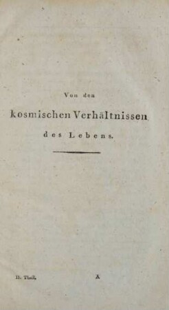 Von den kosmischen Verhältnissen des Lebens