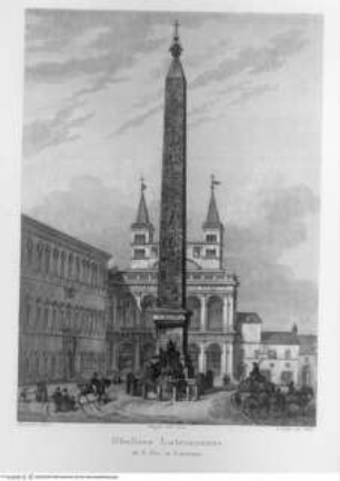Raccolta di trenta vedute degli obelischi, scelte fontane, e chiostri di Roma ..., Tafel (16): Obelisco Lateranense