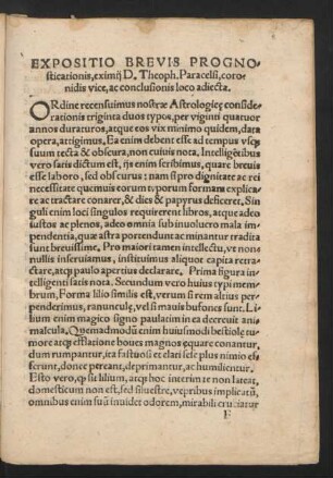 Expositio Brevis Prognosticationis, eximii D. Theoph. Paracelsi, coronidis vice, ac conclusionis loco adiecta.